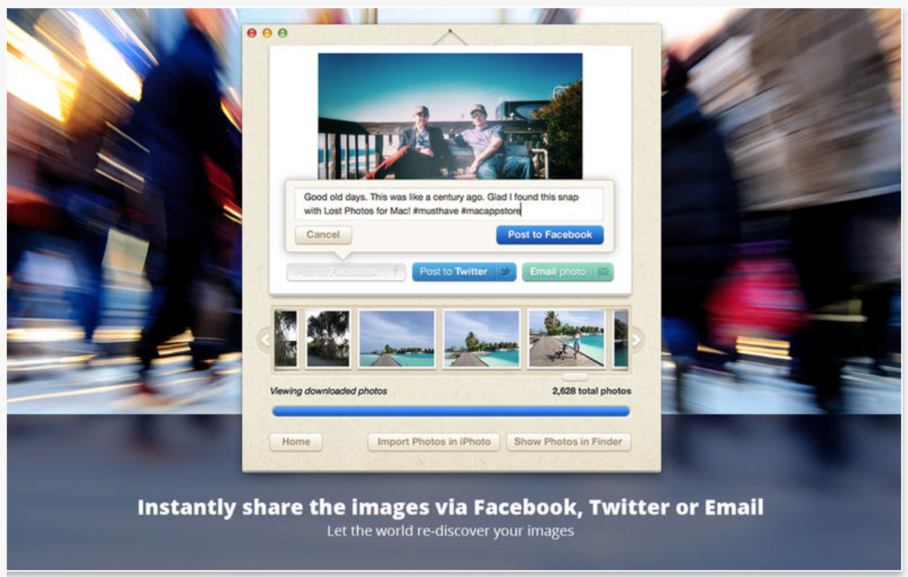 2014 Lost Photos app description and start screen