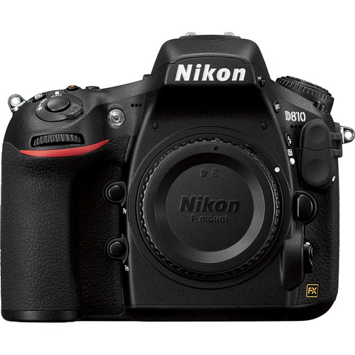 Front of a Nikon D810 DSLR body with Nikon F-mount body cap