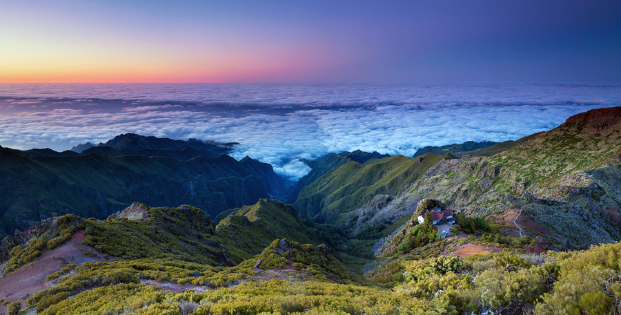 Madeira mountain valley at twilight