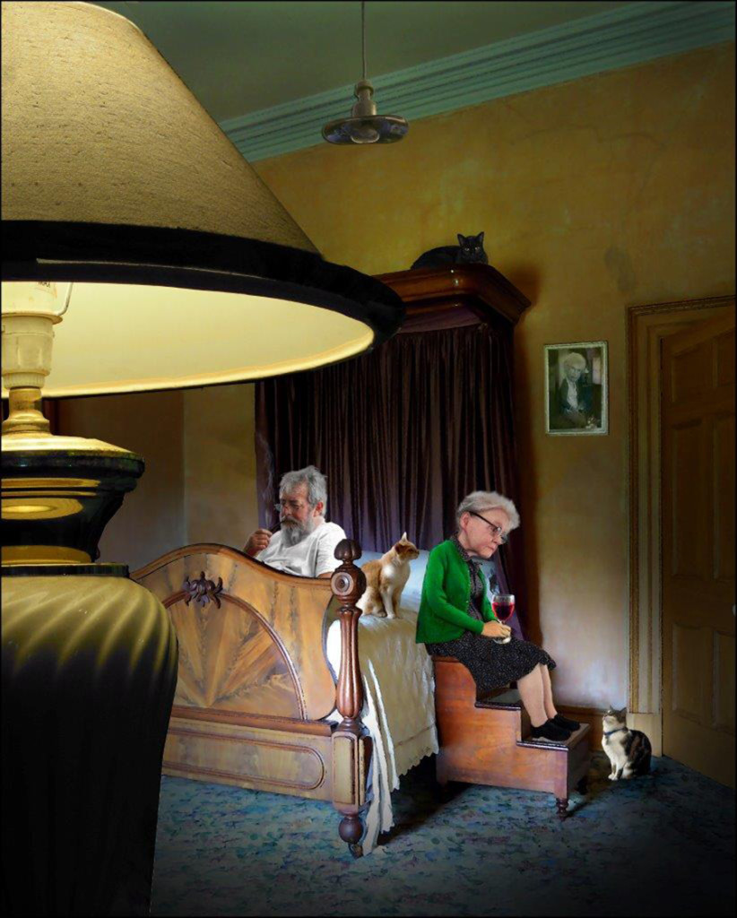 Composite scene with Granny figure and family