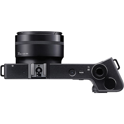 Sigma dp2 Quattro top view showing shutter controls and rearward grip