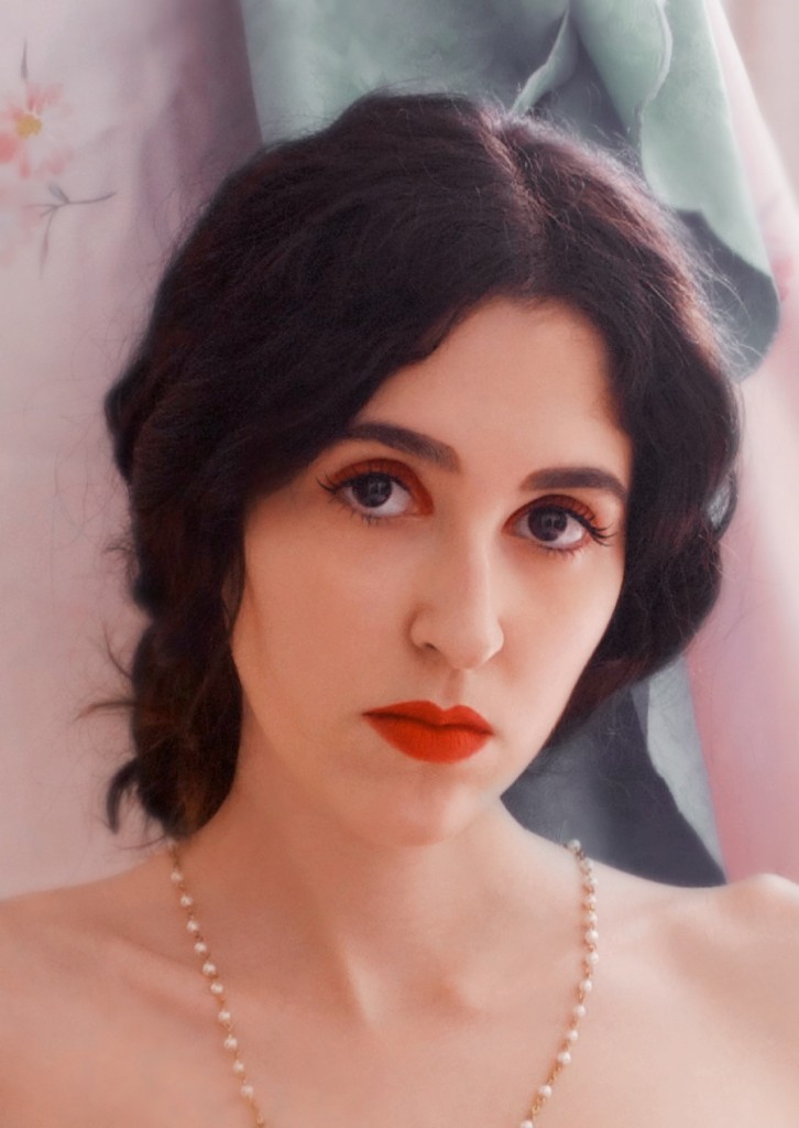 Painterly portrait of a woman with dark hair