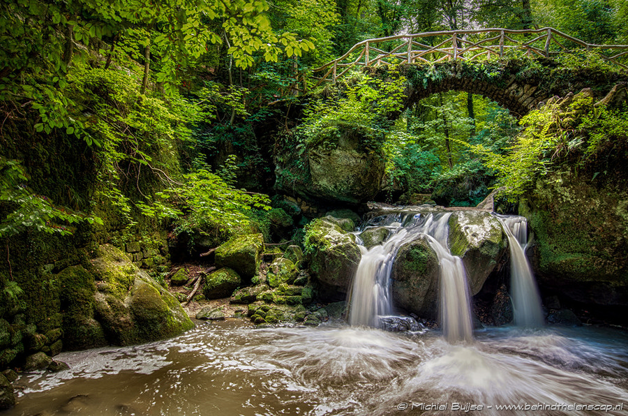 Woodland stream and small waterfall