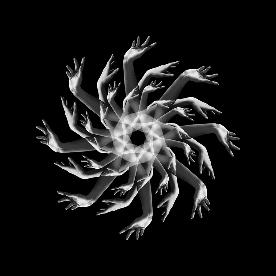 Circular mandala with overlapping human figures