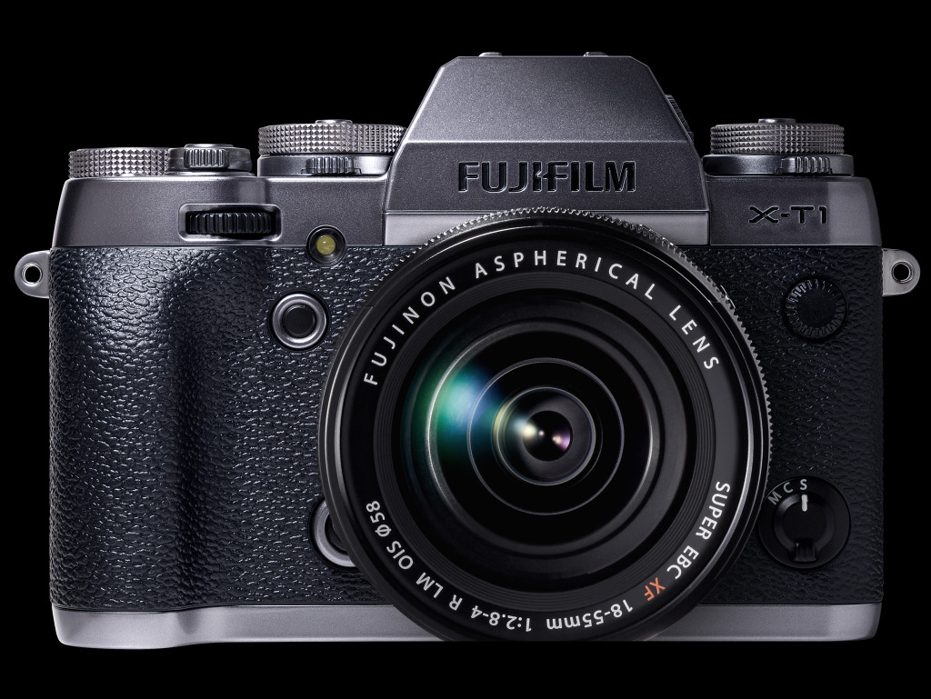 Fujifilm X-T1 Graphite Silver front controls and X-mount zoom lens
