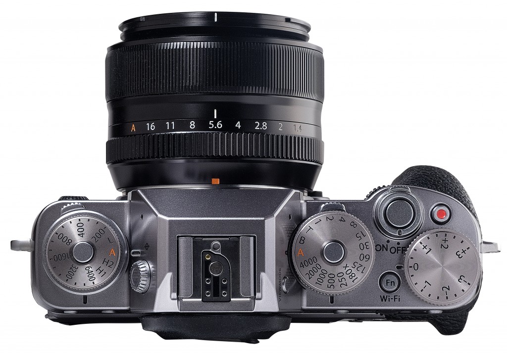 Top view of X-T1 Graphite Silver ISO shutter speed and exposure compensation dials