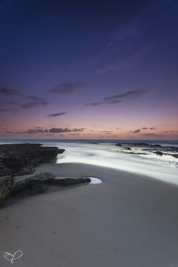 Atlantic shoreline at dusk