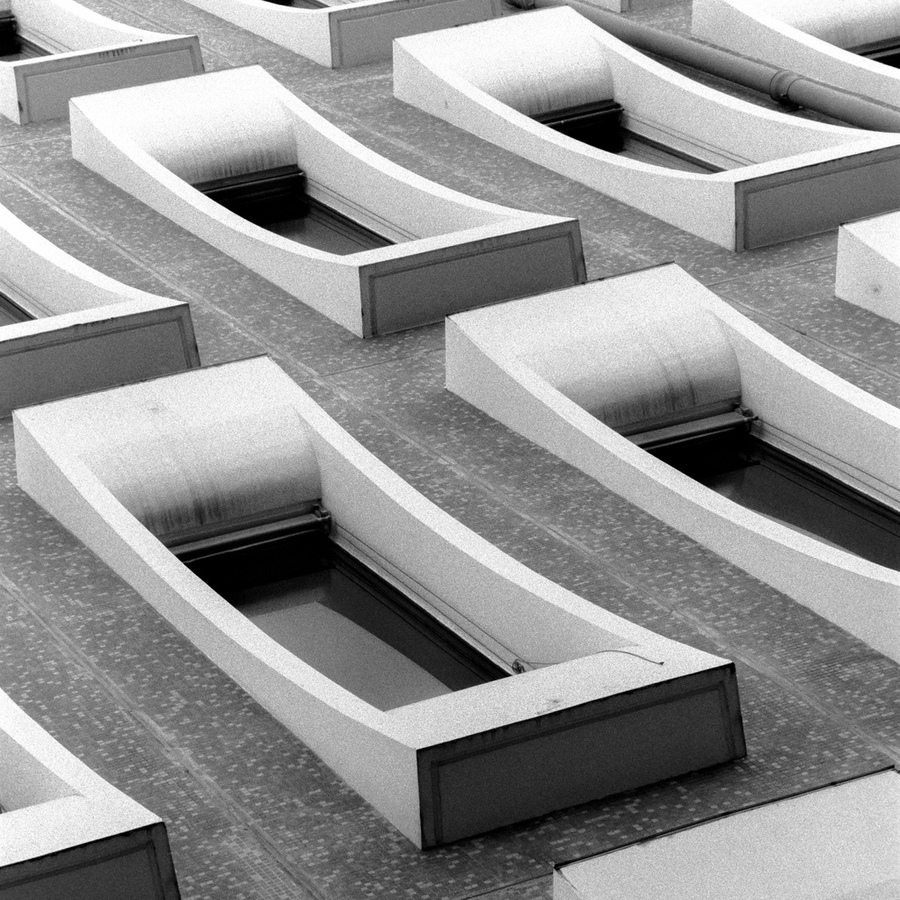 Geometric rooftop structures viewed above