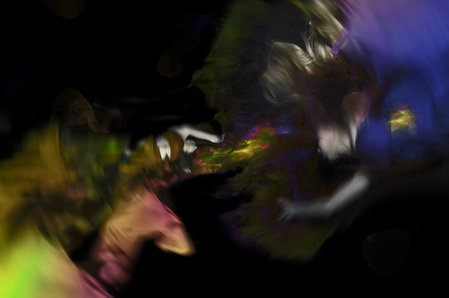 Colorful abstract blur around a figure
