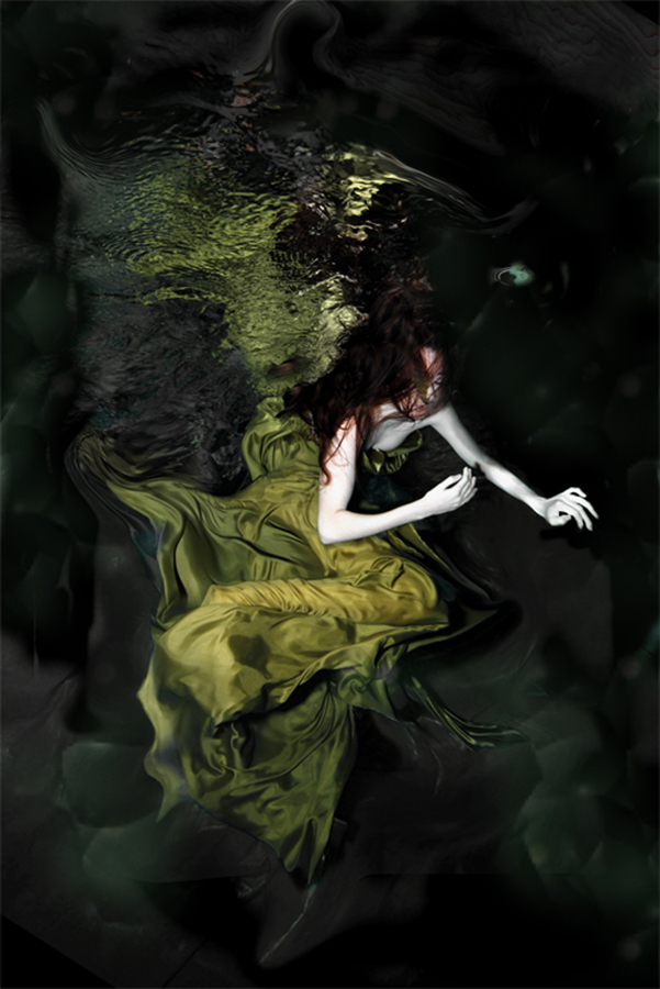 Small figure framed by green and dark tones