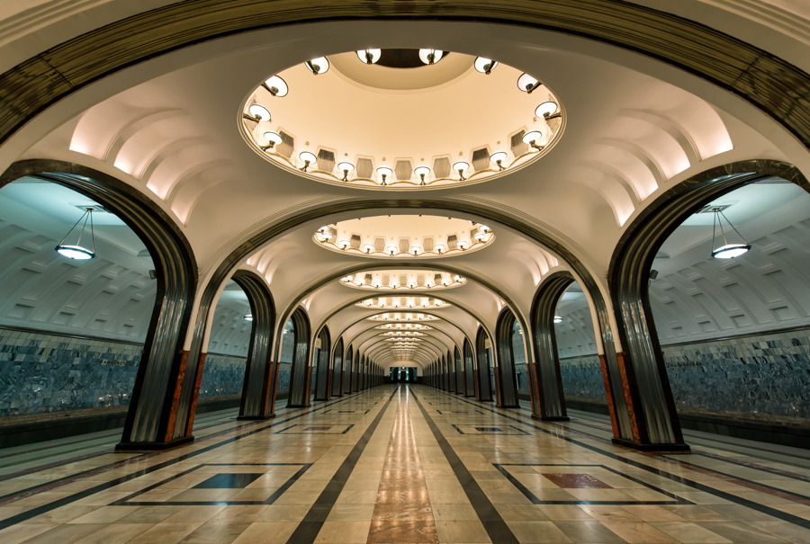 Ornate arched subway platform