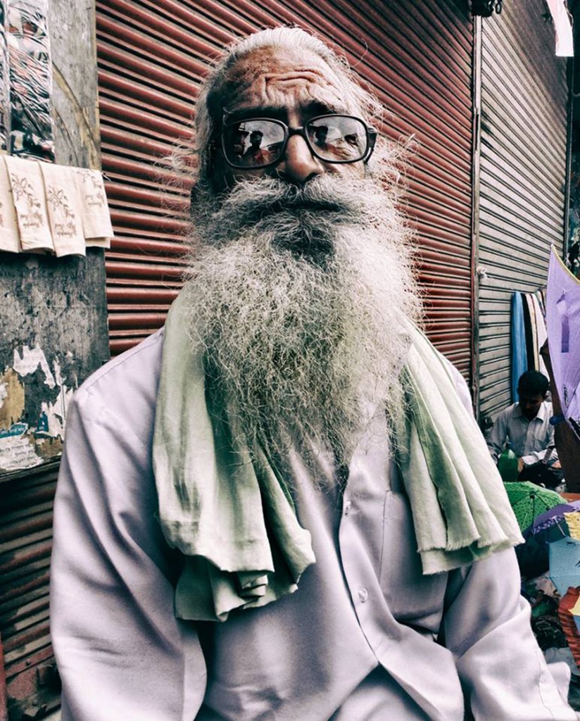 Street portrait of a bearded man
