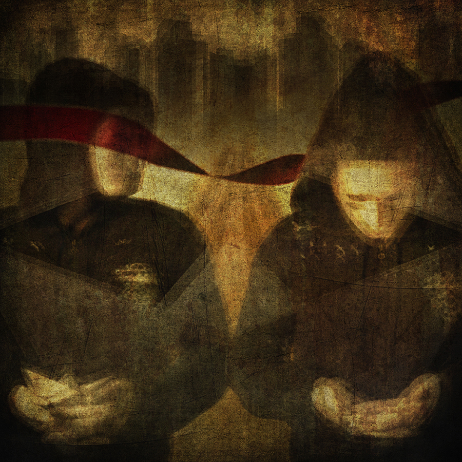 Darkened_Introspection#3_Andrew_Paranavitana Two blurred figures with a red ribbon