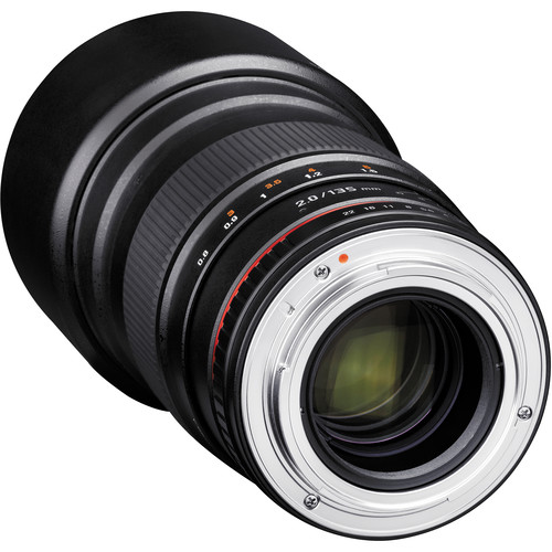 Rear mount of the original Rokinon 135mm manual-focus lens