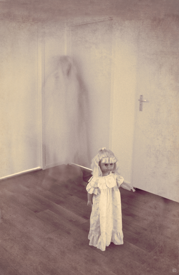 Child-like doll in an empty room