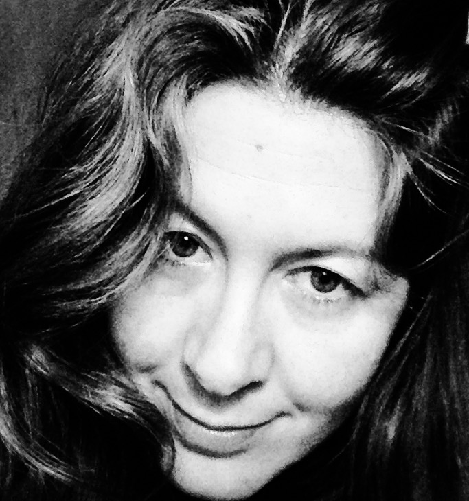 Black and white self-portrait of Monika Bajor