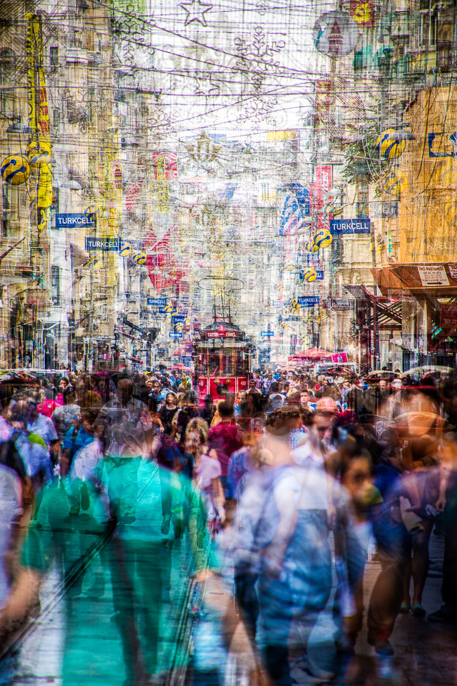 Heartbeat 3 - multi-exposure cityscape by Francoise Hillemand