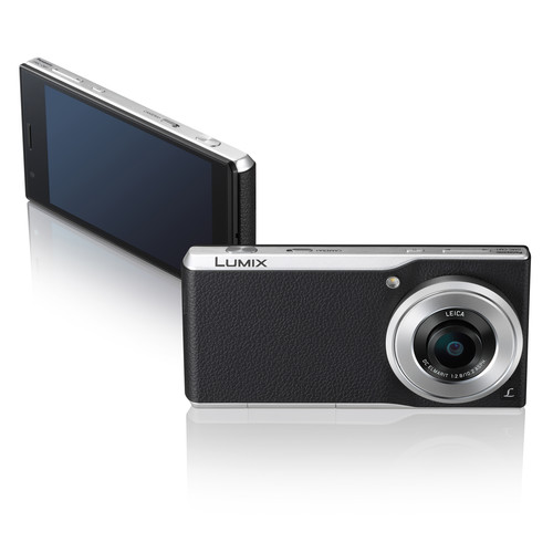 Panasonic Lumix CM1 product photograph showing its front lens panel and rear touchscreen