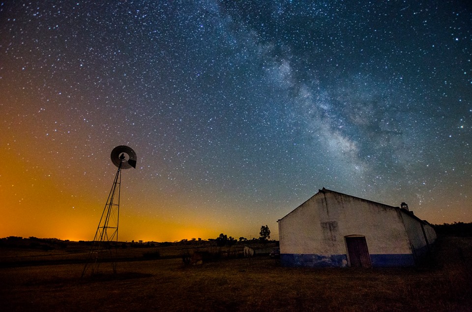 Milky Way over a windmill and barn - astrophotography by Joao Santos