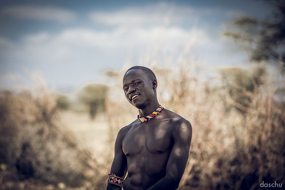 Portrait of a Samburu man in the savanna - Daniel Schuhmacher