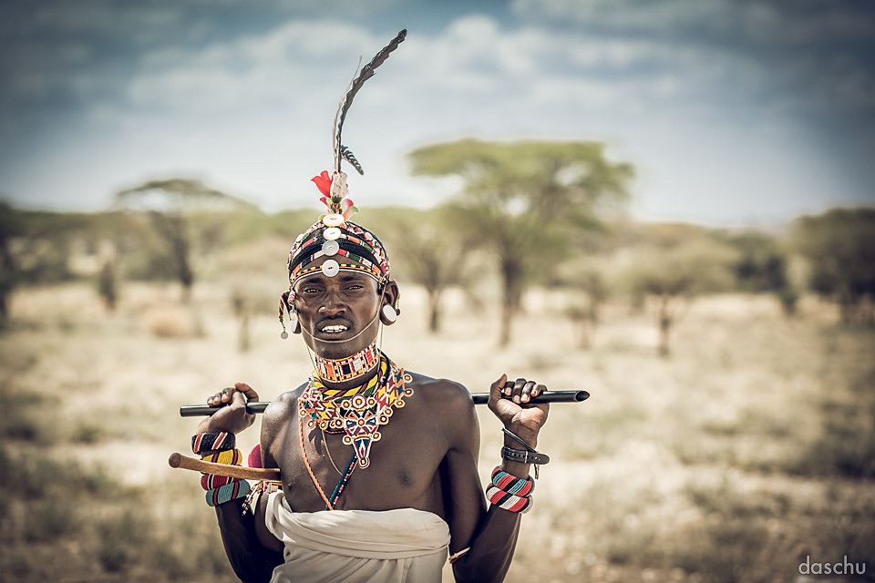 Samburu warrior with a feather headdress - Daniel Schuhmacher