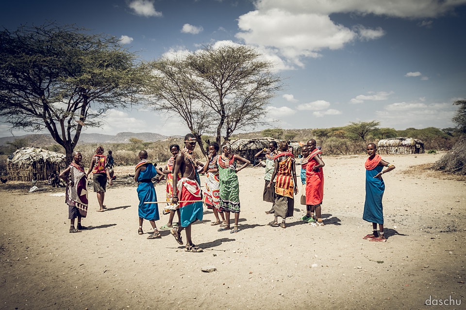Line of Samburu women dancing in the village - Daniel Schuhmacher