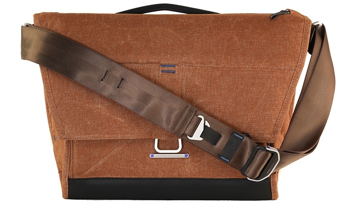 Original tan Everyday Messenger V1 with its adjustable shoulder strap across the front flap
