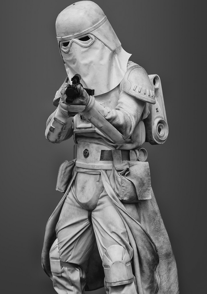 'Snowtrooper' cosplay portrait, black and white - The Art of Cosplay by Xavier D. Buendia
