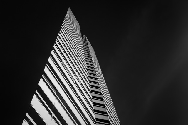 Triangular skyscraper facade, black and white - Contemporary Architecture in Singapore by Ravi Jambunathan