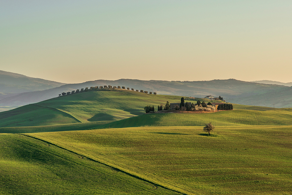 Rolling green hills, Tuscany - landscape by Ales Krivec