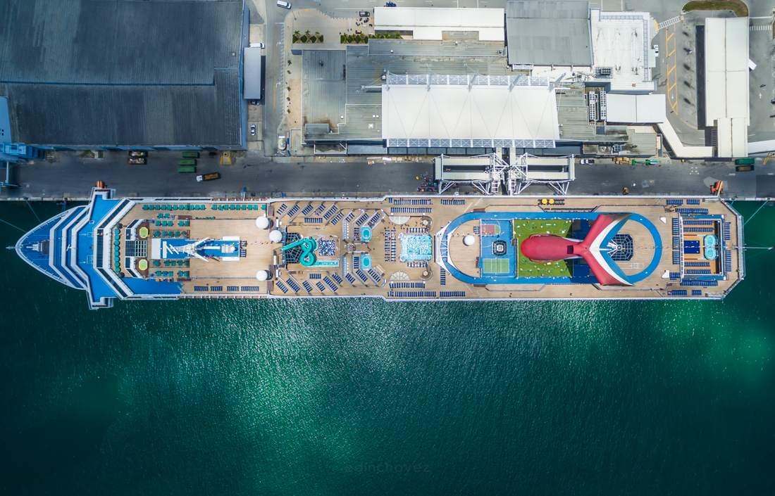 Carnival cruise ship from the air - Ships at port shot from the Air by Edin Chavez