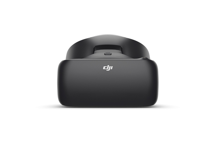 DJI Goggles Racing Edition black visor seen from the front with the DJI logo