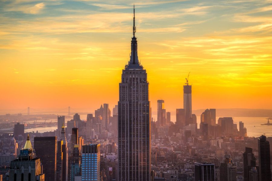 New York skyline with the Empire State Building under warm sunset light