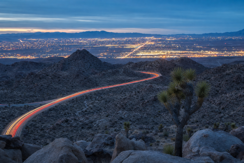 Atmospheric long-exposure scene at joshua tree