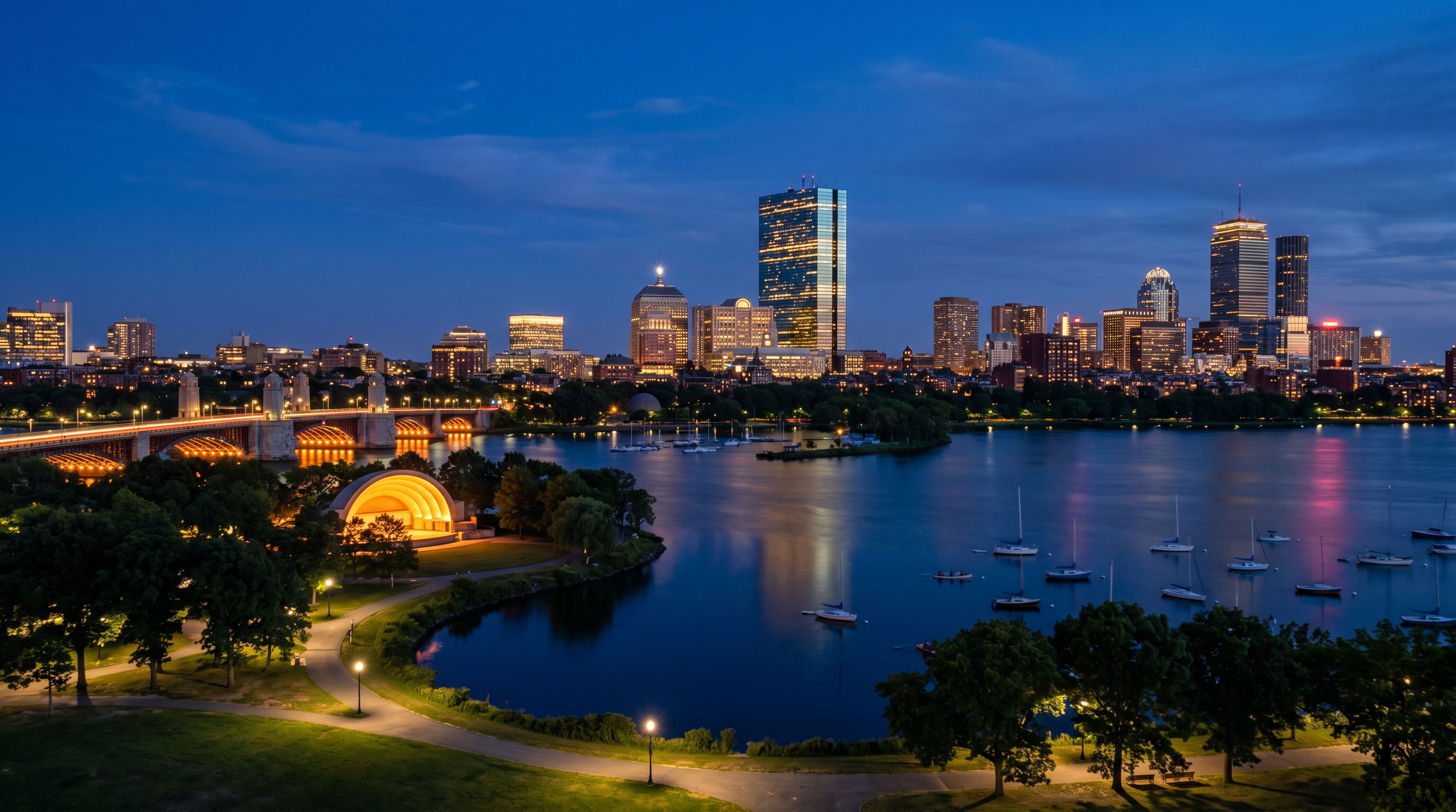 Charles River Esplanade – Hatch Shell Skyline View Boston photography sample