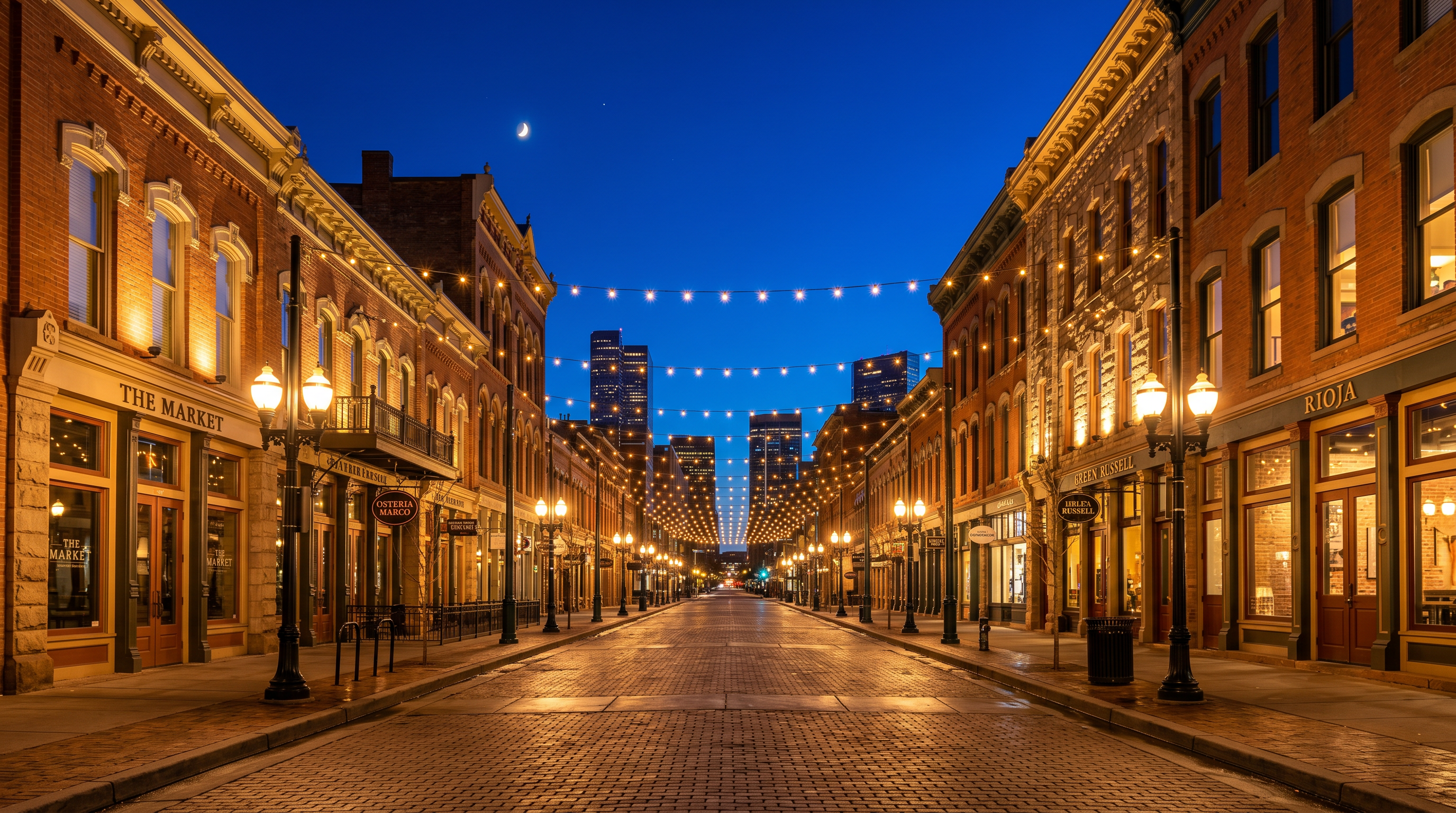 Larimer Square — Historic Denver at Night Denver photography sample