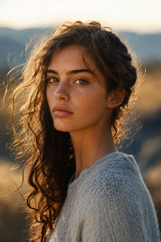 Shallow depth of field, natural skin tones, magazine quality
