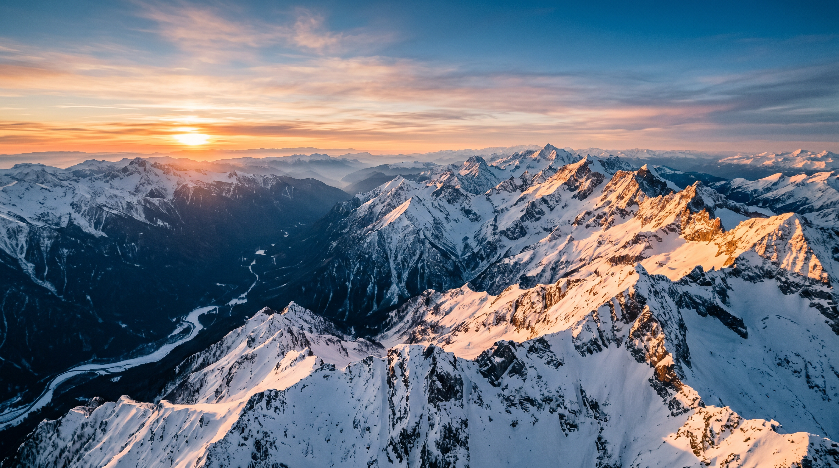 Winter mountain drone aerial after landscape lightroom presets