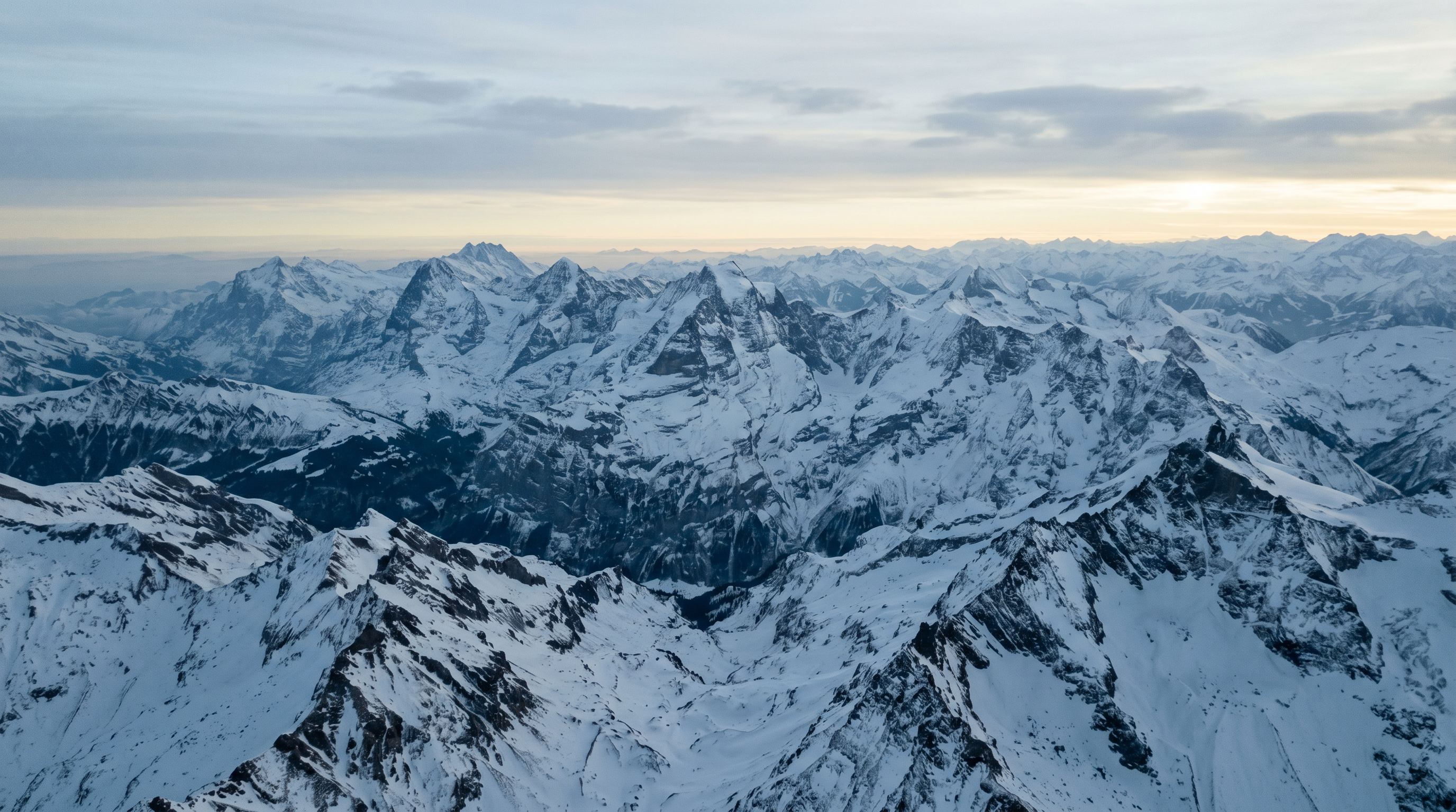 Winter mountain drone aerial before editing