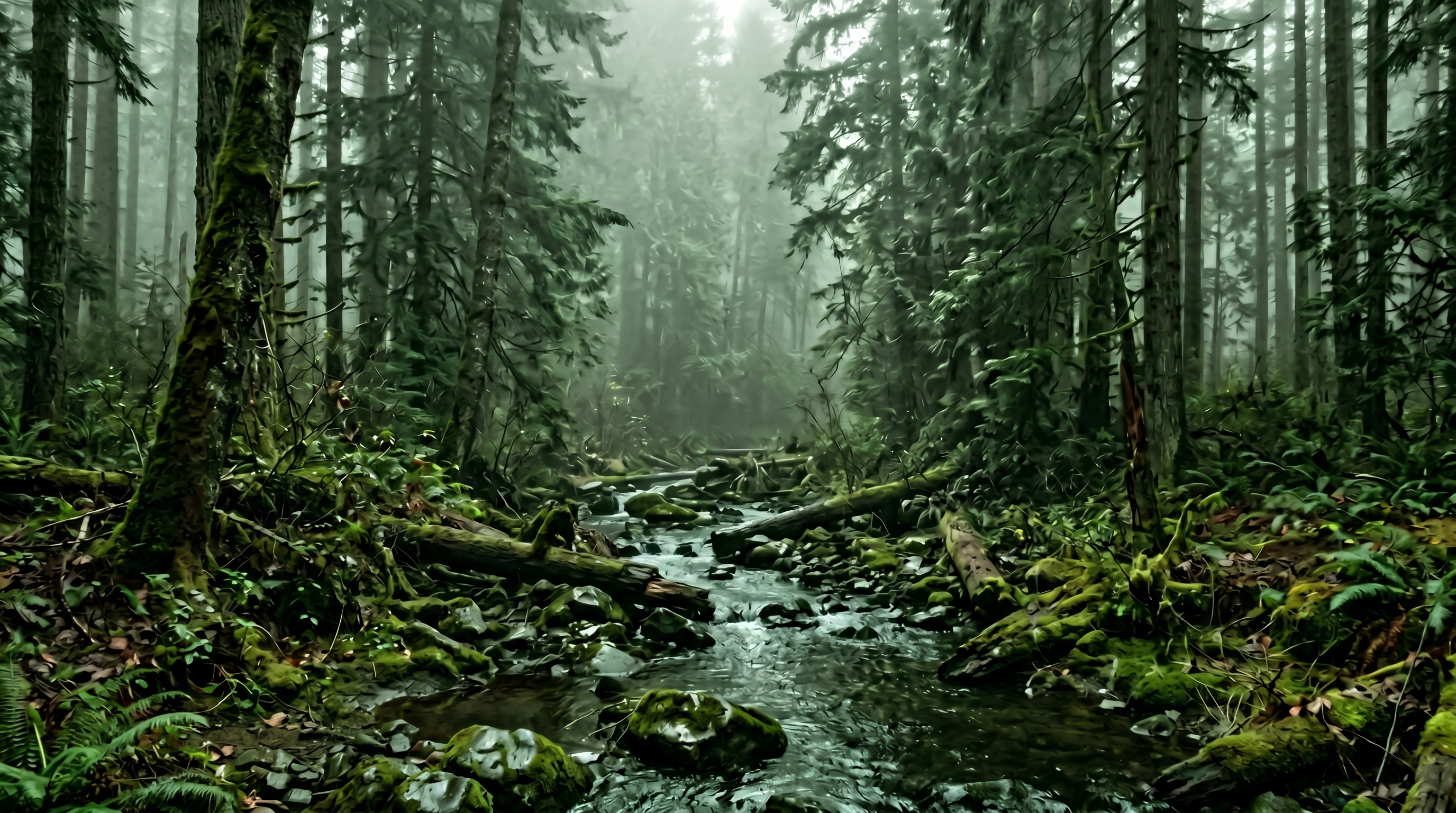 Forest creek overcast before landscape preset