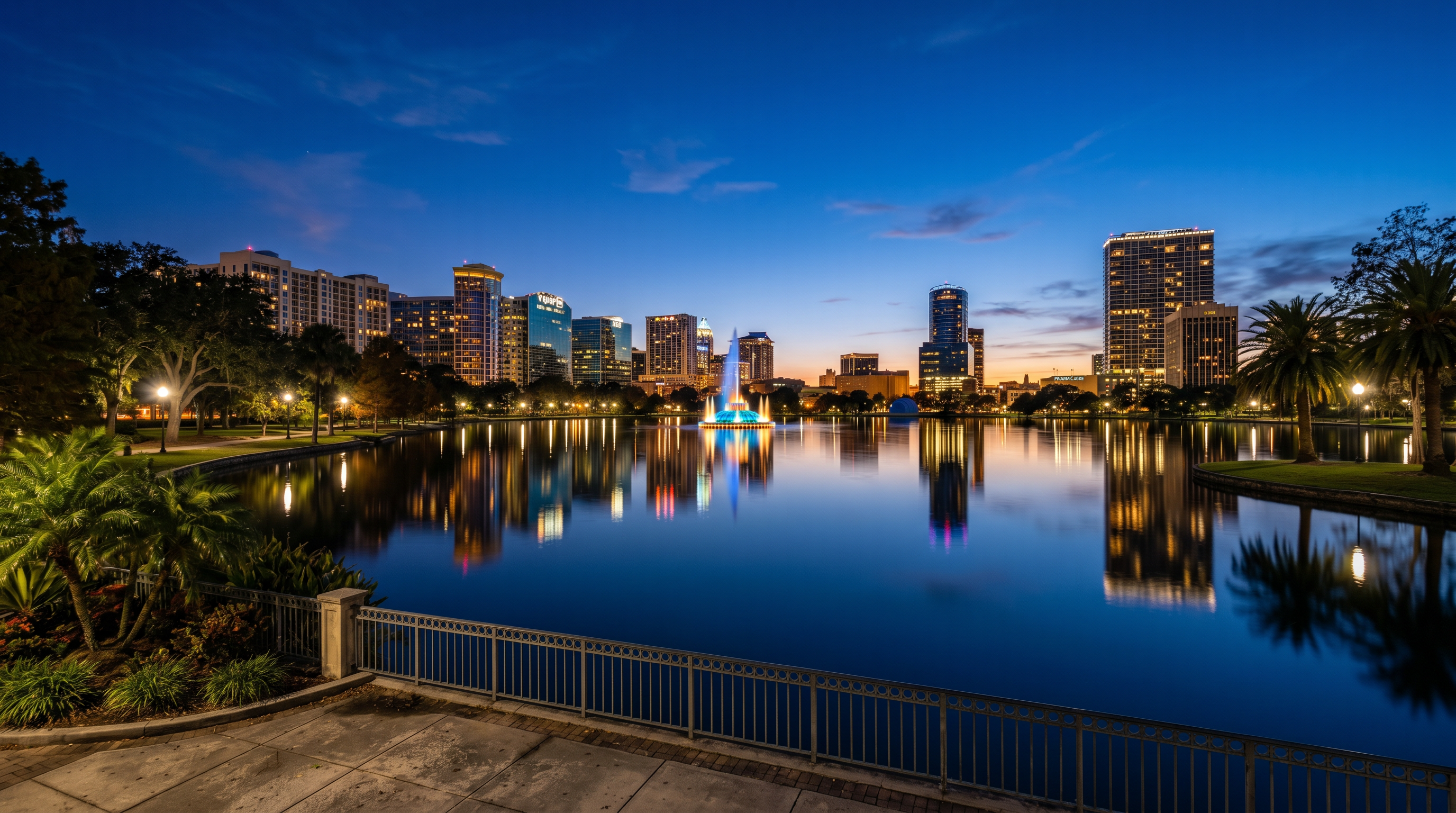 Lake Eola Park — Skyline Reflection Viewpoint — from the Orlando Photographer's Guide