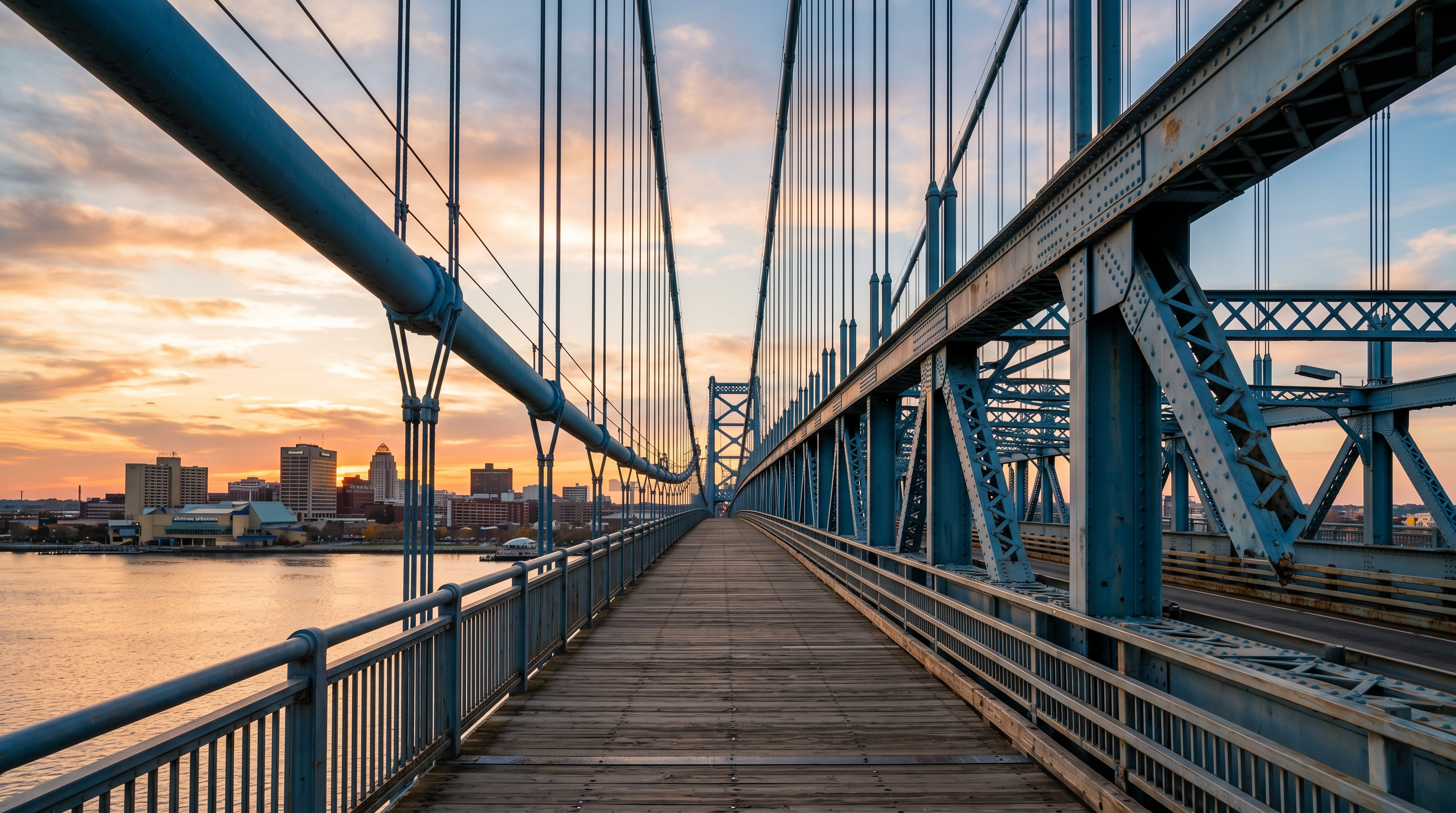 Benjamin Franklin Bridge — Pedestrian Walkway Philadelphia photography sample