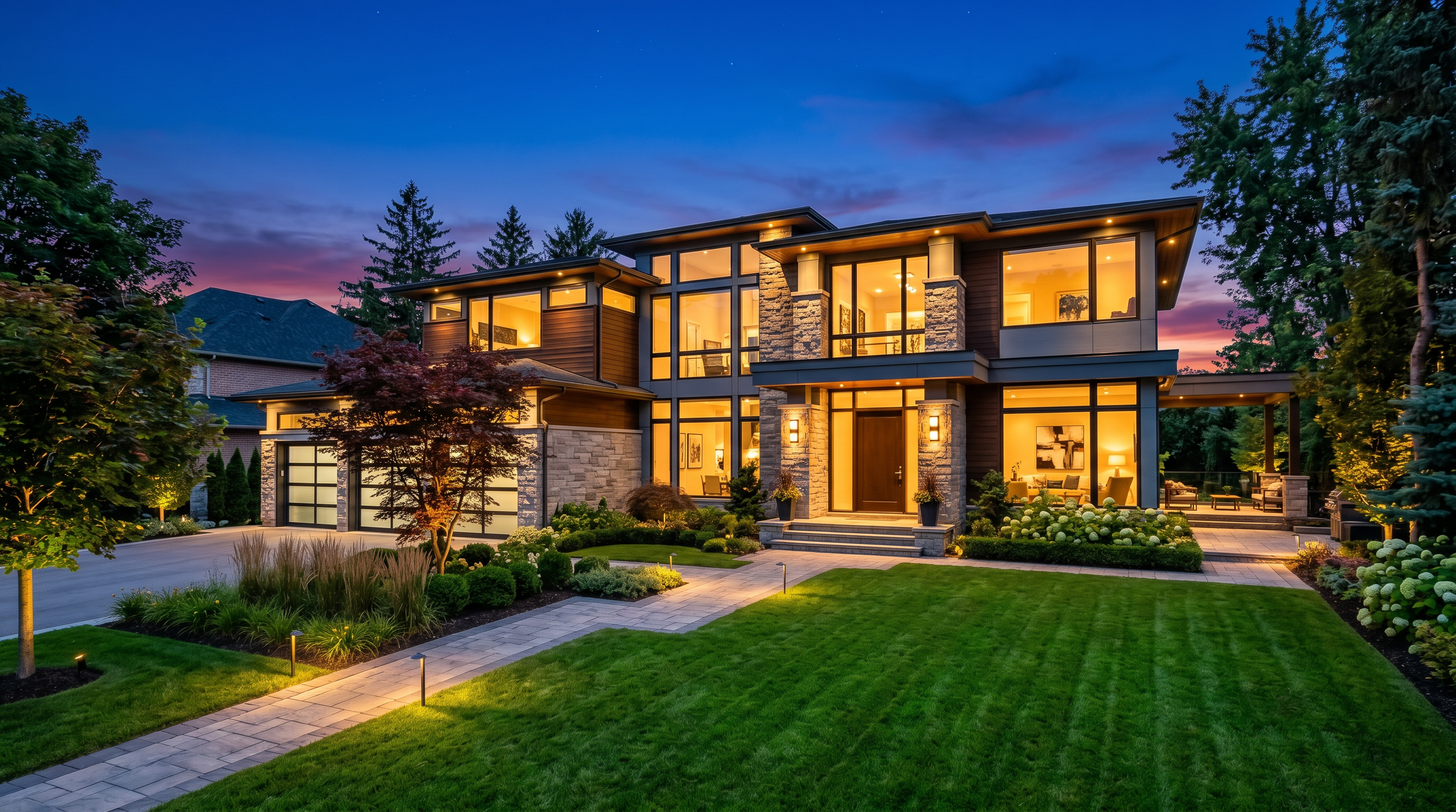 Twilight exterior after real estate preset