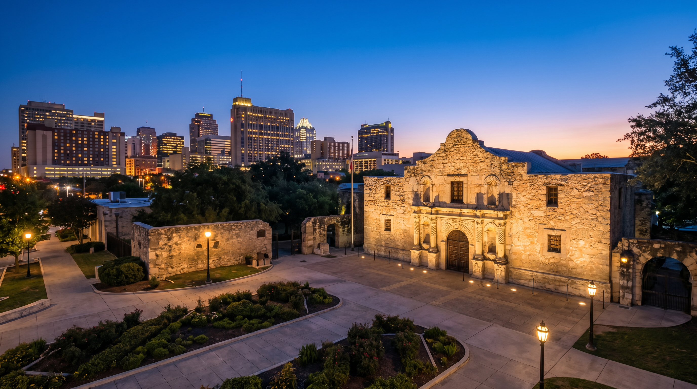 The Alamo — Alamo Plaza at Sunrise — from the San Antonio Photographer's Guide