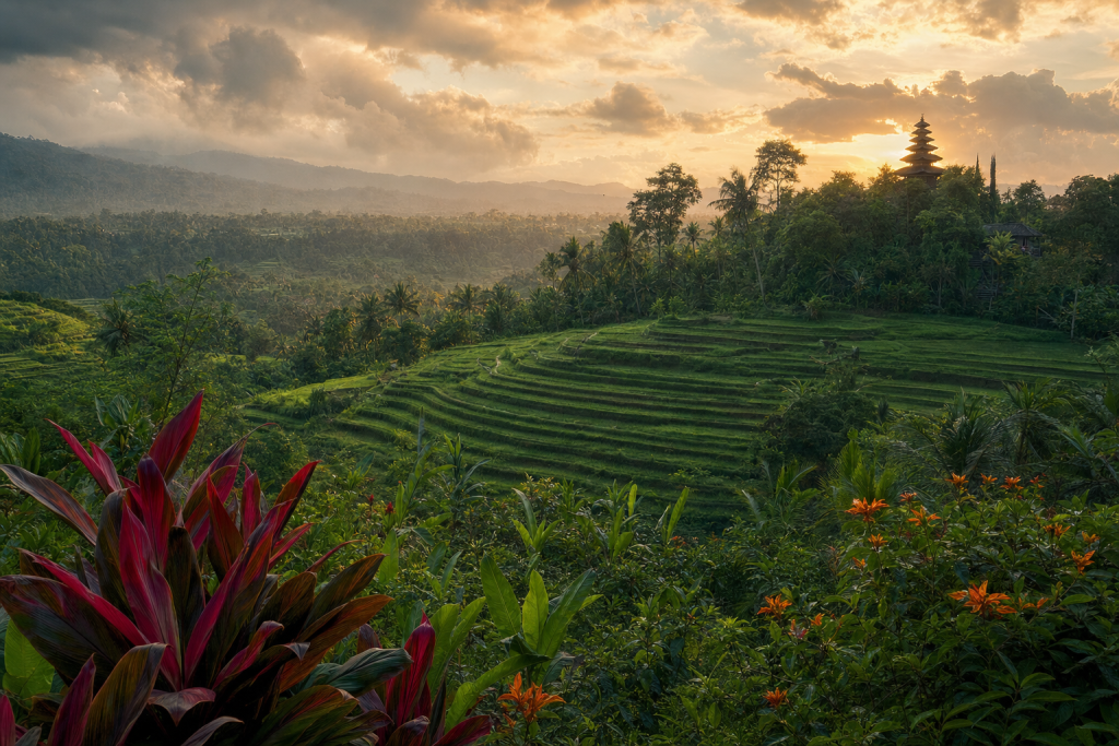 Detail-rich photograph related to Southeast Asia travel photography guide tips, late golden hour light, photorealistic, no