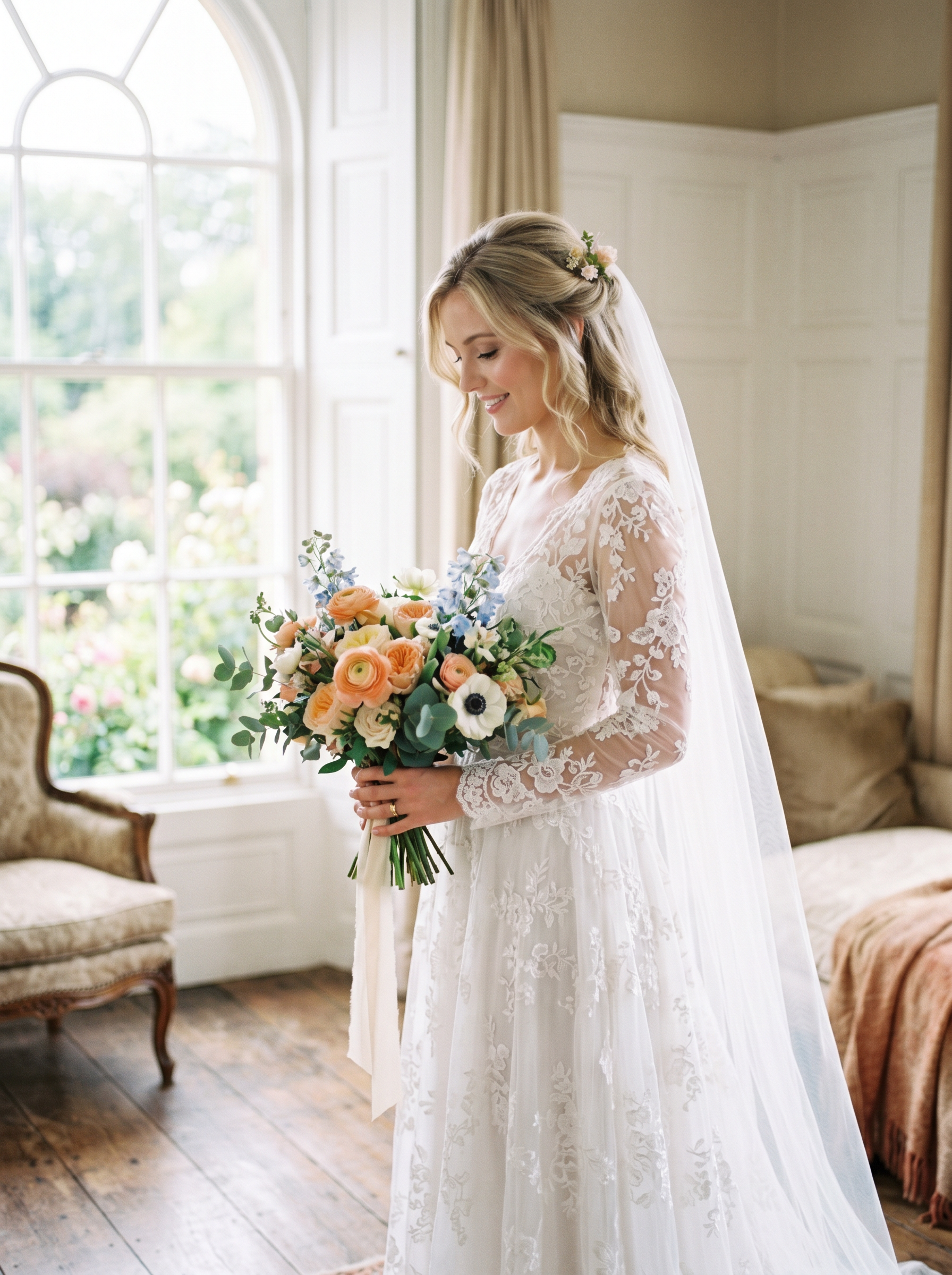 Bridal portrait after wedding lightroom preset applied