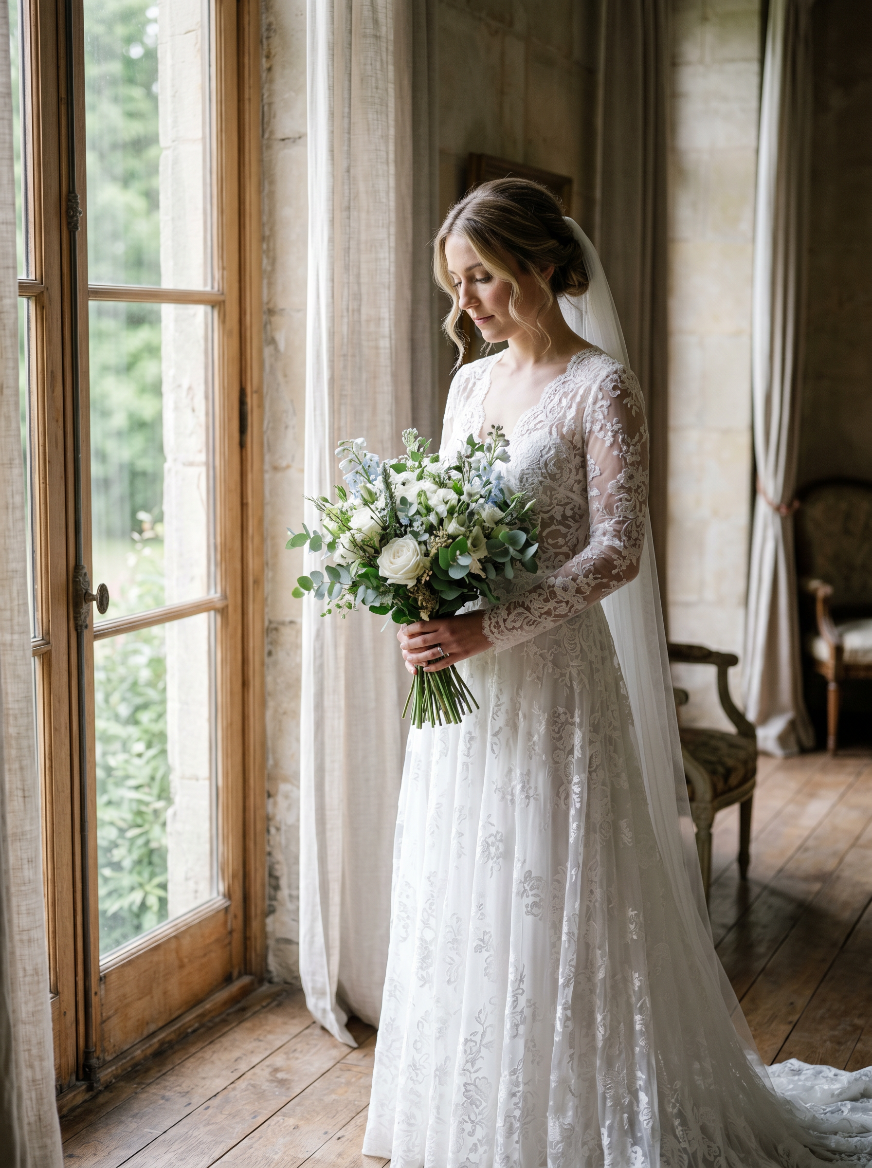 Bridal portrait before preset applied
