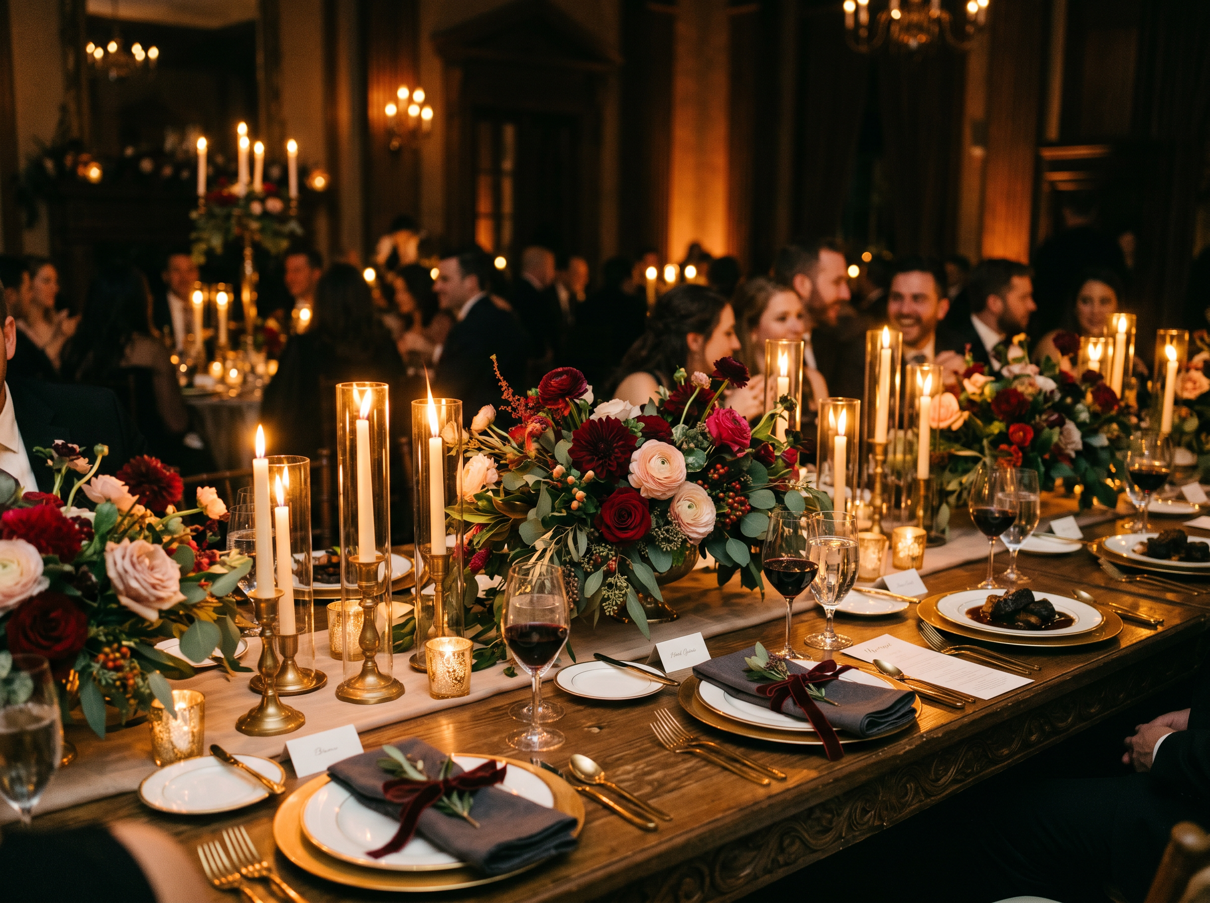 Reception candle after wedding lightroom presets applied