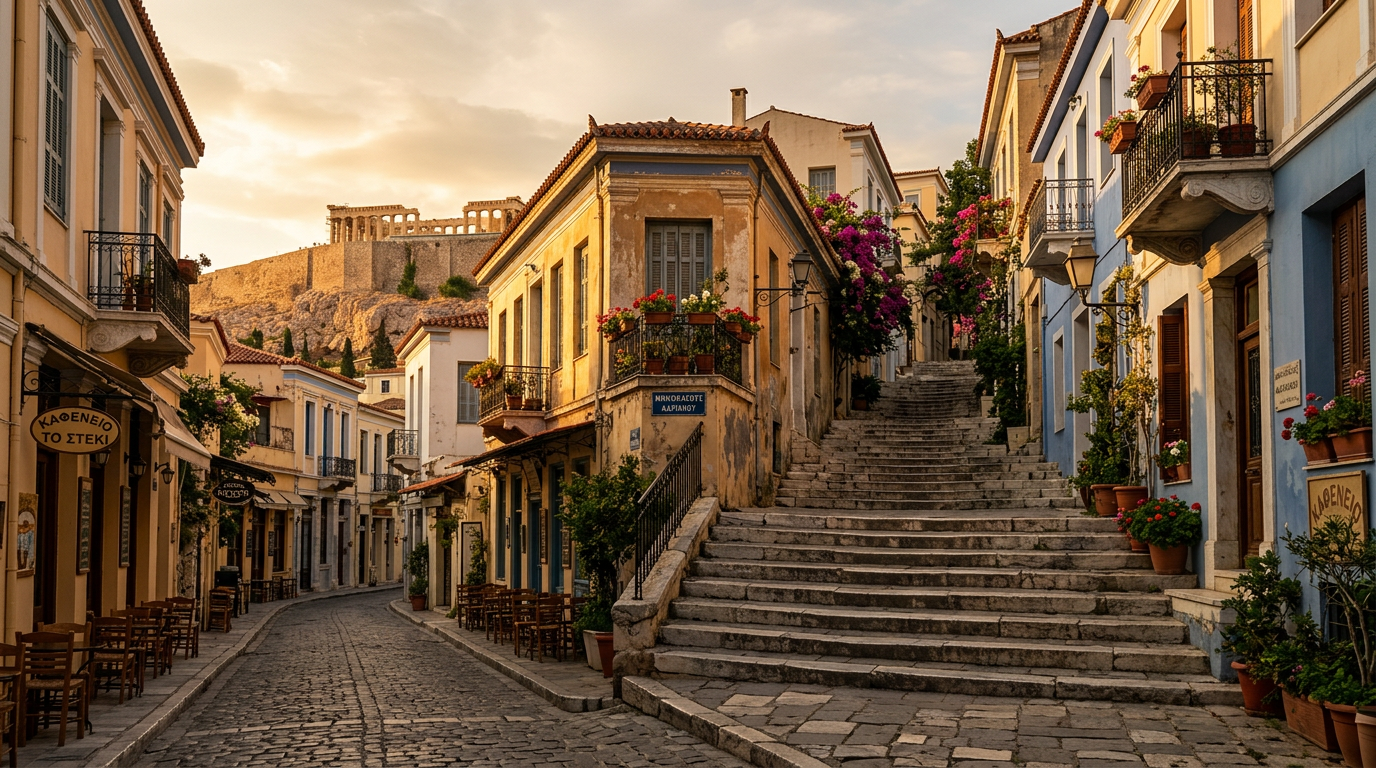 Plaka — Mnisikleous Steps & Adrianou Street Athens photography sample