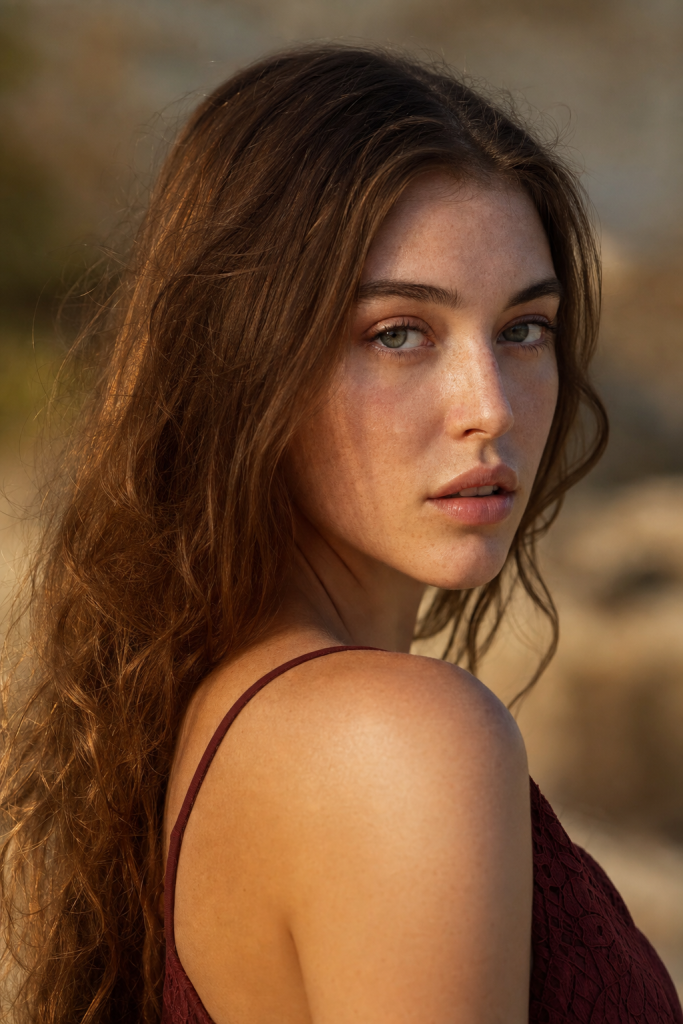 Shallow depth of field, natural skin tones, magazine quality